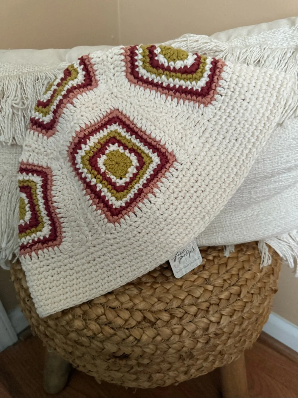 Free People Sofie Crochet Bucket Hat in Ivory NWT